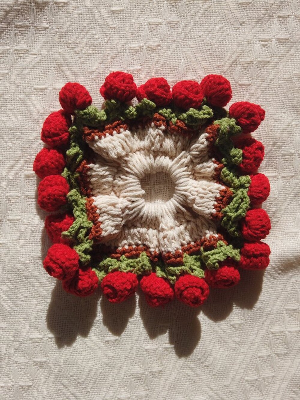 Handmade Crochet Rose Garden Square Scrunchie